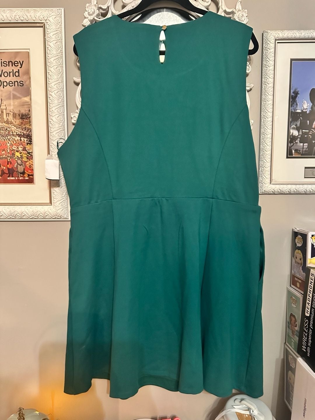 Draper James Green Sleeveless Ponte Dress with Black Velvet Bow Size XXL 8