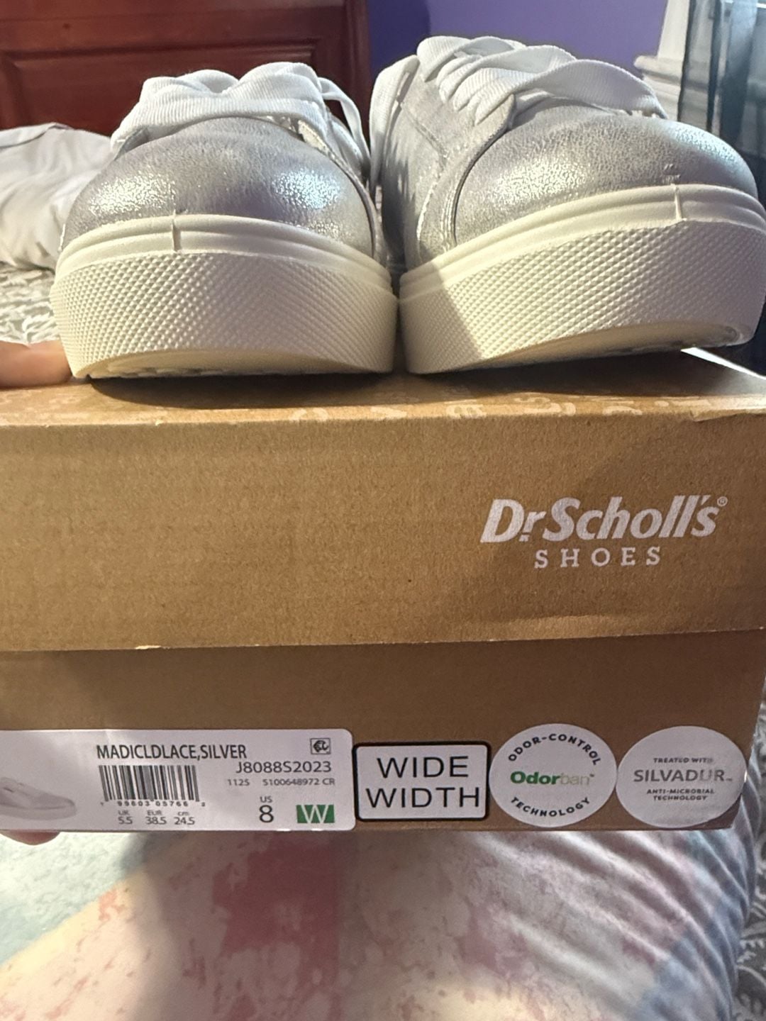 Dr. Scholl's Madison Sneaker Size 8W Silver 6