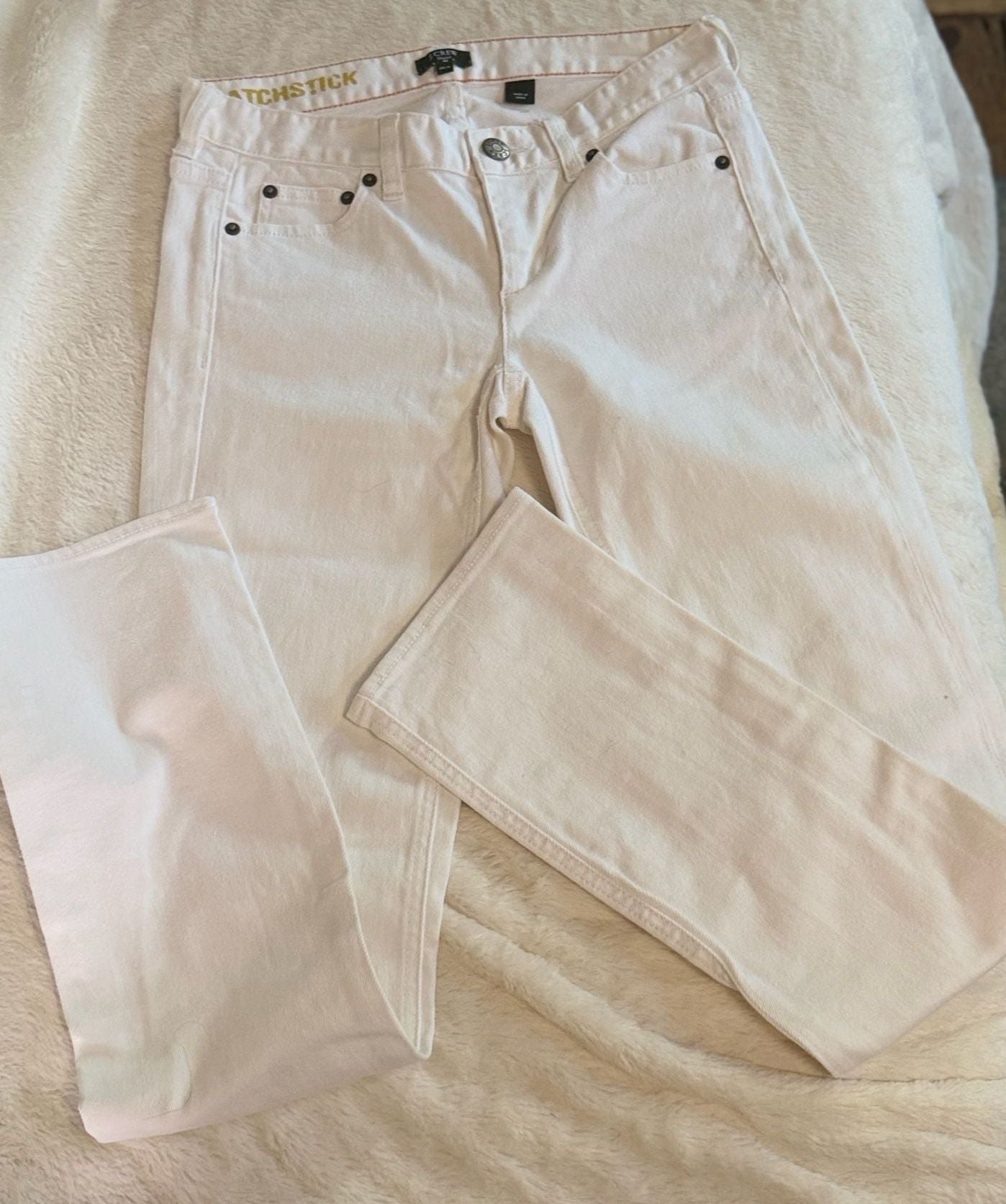 J.Crew Toothpick White Stretch Denim Jeans Size 26/S 2
