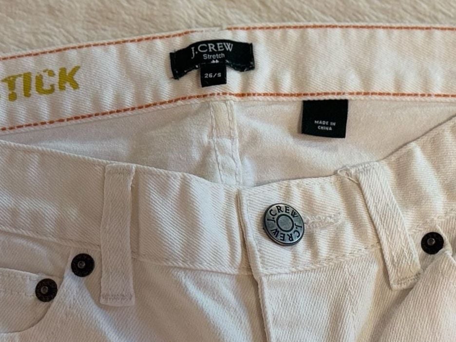 J.Crew Toothpick White Stretch Denim Jeans Size 26/S 3
