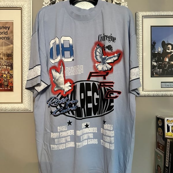 Civil Regime Roses From Concrete Pale Blue Graphic T-Shirt XL