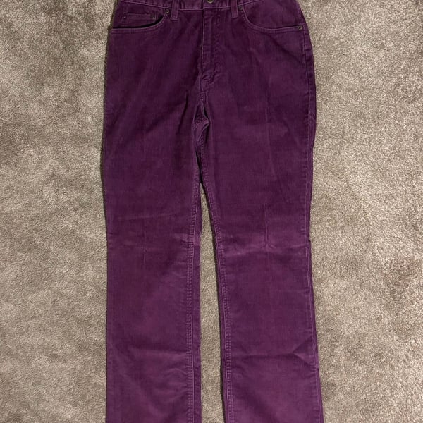 L.L.Bean Corduroy Pants Womens Size 10 Purple Cotton Straight Leg