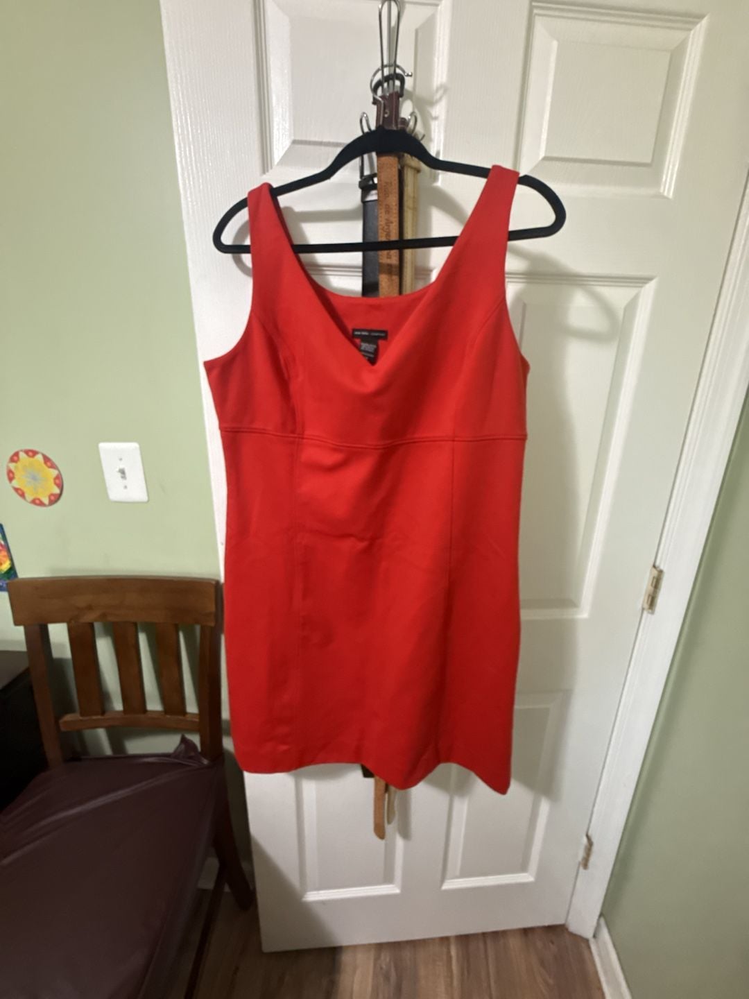 ASL Red Sleeveless V-Neck Sheath Dress Size 8-10 2
