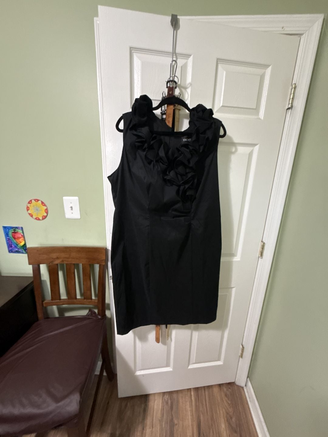 Xscape Woman By Joanna Chen Black Ruffle Neck Sleeveless Cocktail Dress 2