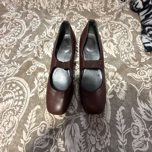 Easy Spirit Women's Marlay Mary Jane Block Heel Pumps Brown Leather