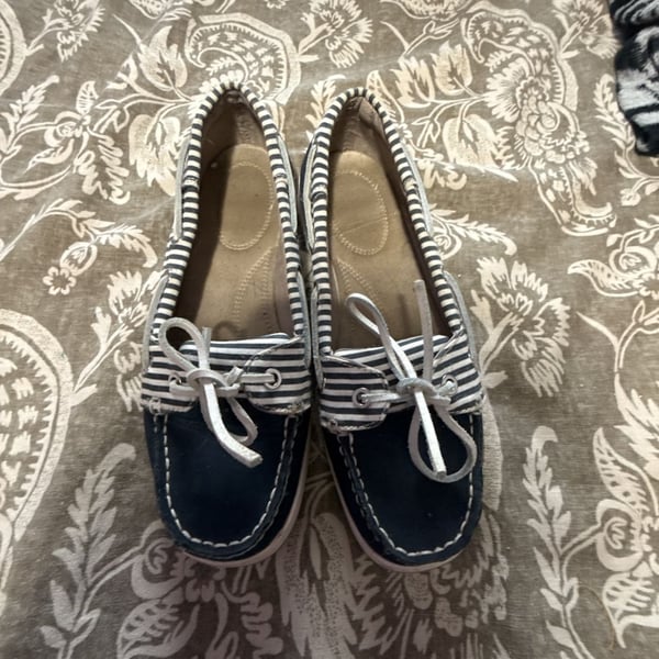 Croft & Barrow Women's Blue Striped Boat Shoes
