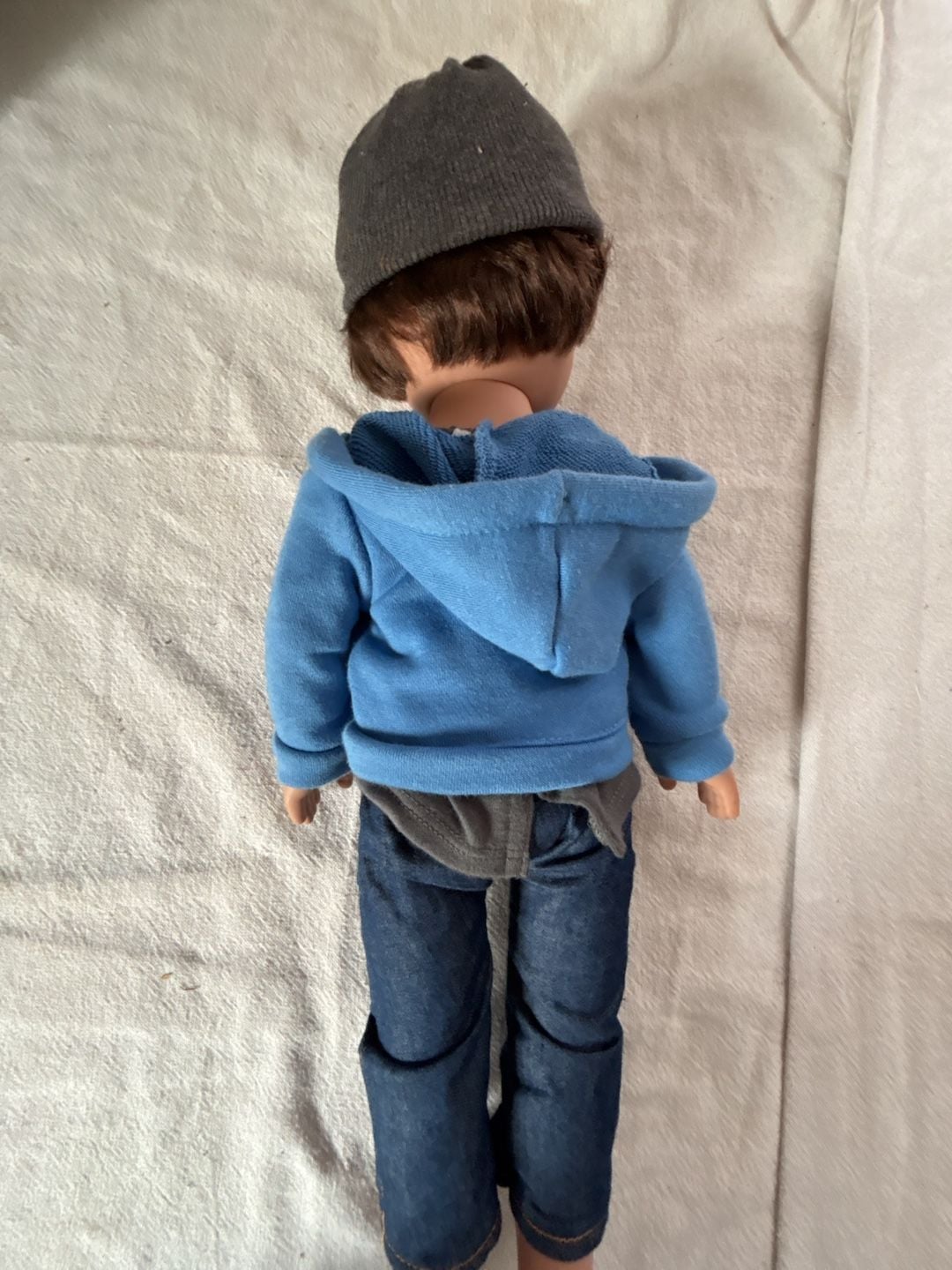 Citytoy Boy Doll with Blue Zip-Up Hoodie, Graphic nike Tee, Jeans, and Beanie 4