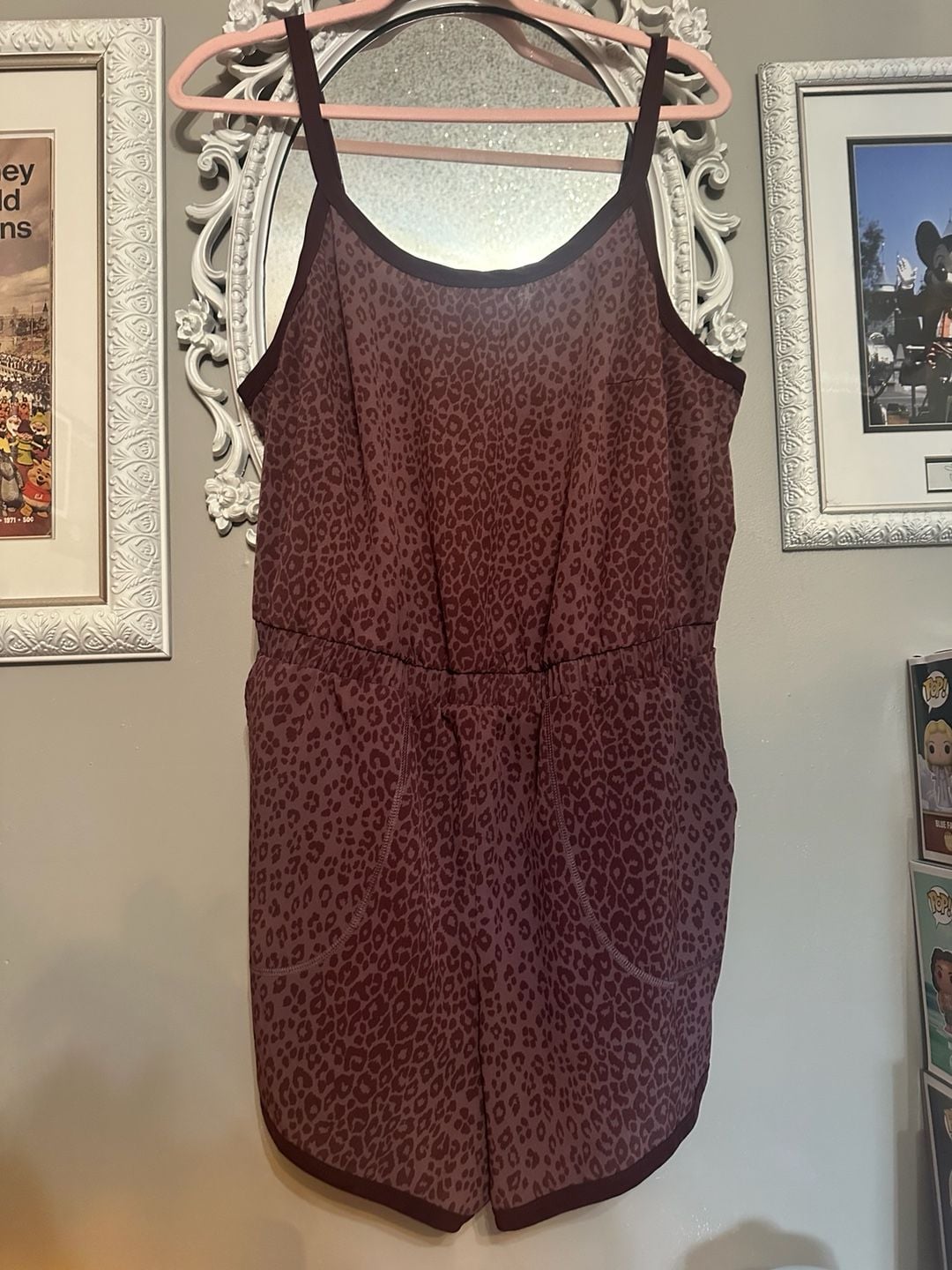 Torrid Active Burgundy Leopard Print Active Romper with Pockets 2