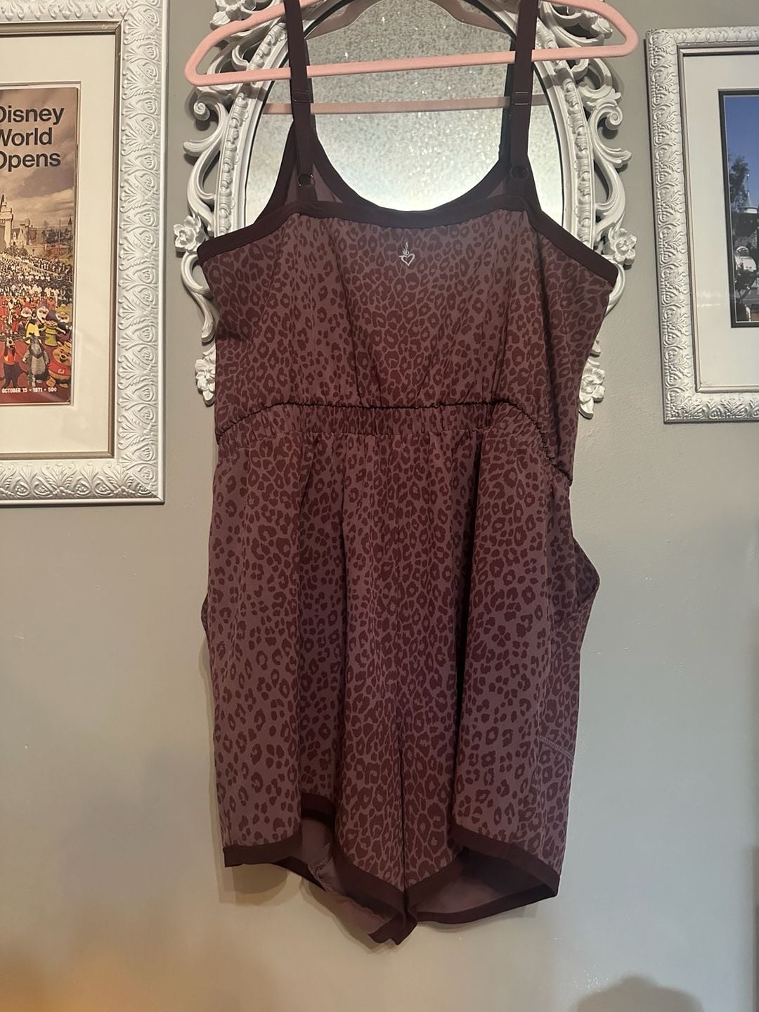 Torrid Active Burgundy Leopard Print Active Romper with Pockets 8