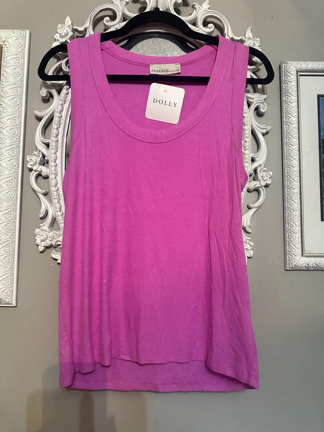 Zenana Pink Ribbed Scoop Neck Tank Top XL 2