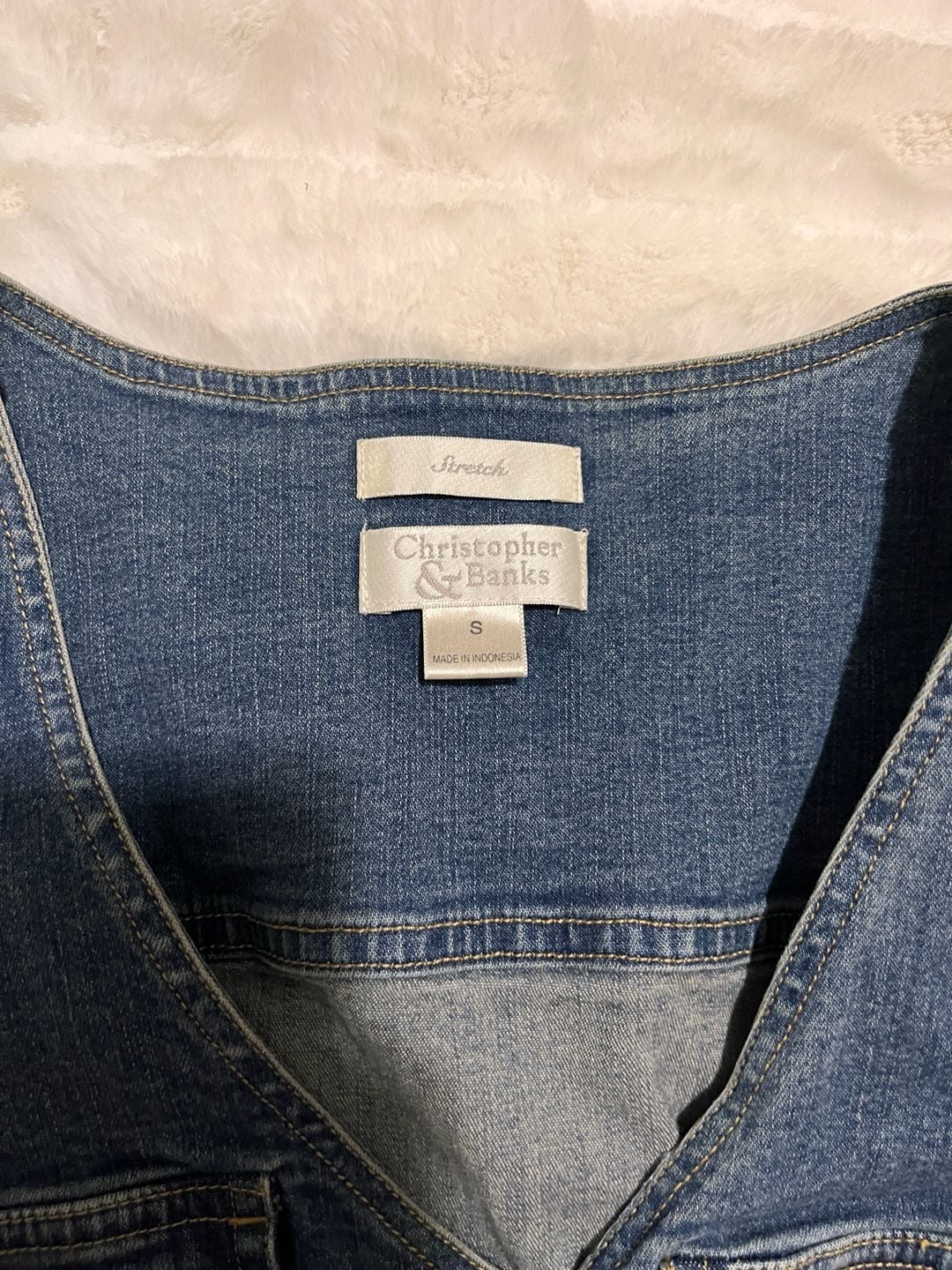 Christopher & Banks Women's Stretch Denim Vest Blue Button Down Sleeveless Size S 3