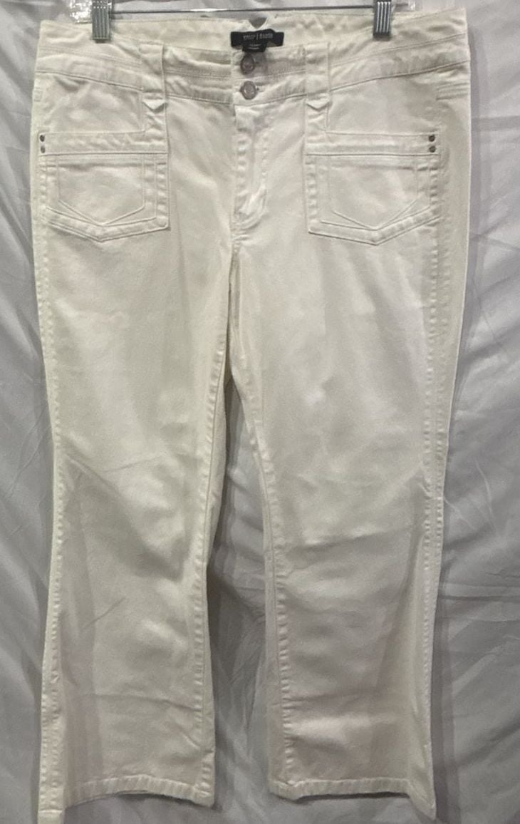 Women’s White House Black Market White Denim Utility Pocket Pants Size 12R 2