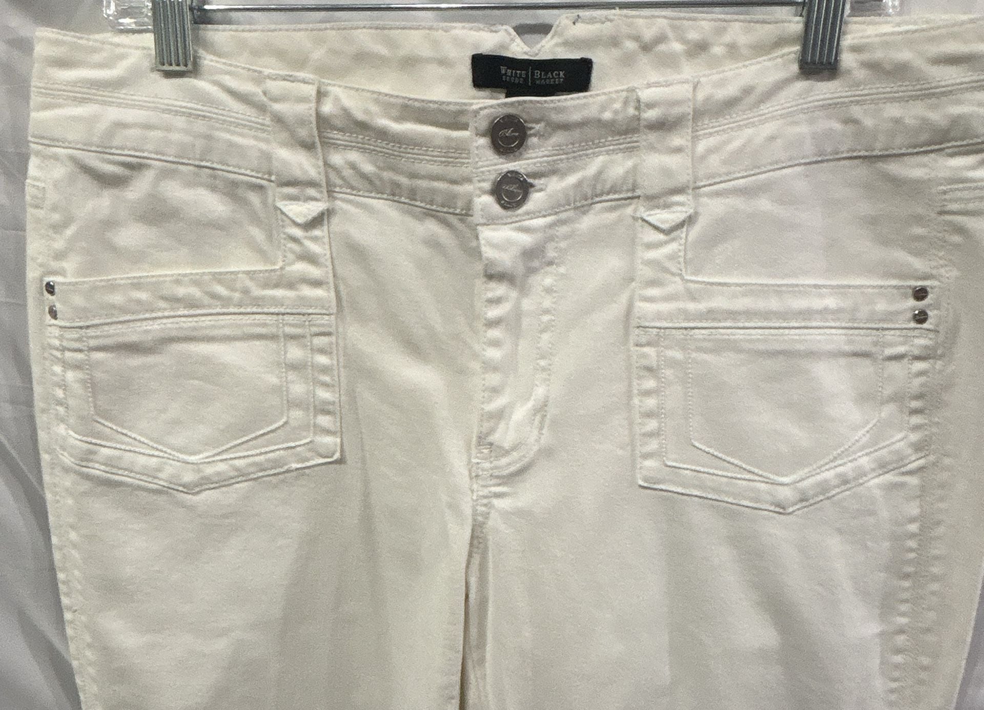 Women’s White House Black Market White Denim Utility Pocket Pants Size 12R 4