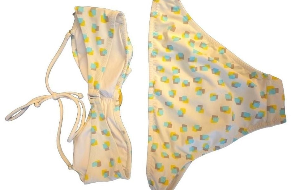 Victoria's Secret White Geometric Print Halter Bandeau Bikini Set 3