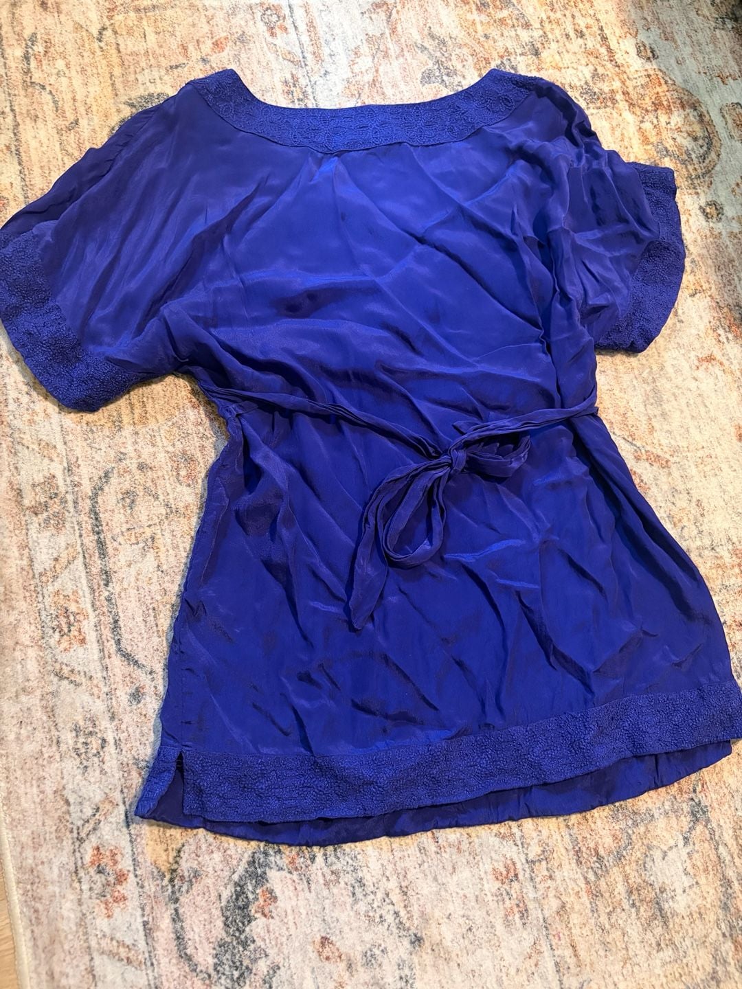 Anthropologie Maeve Adana Kimono Top Size 2 Royal Blue Viscose V-Neck Tunic 6