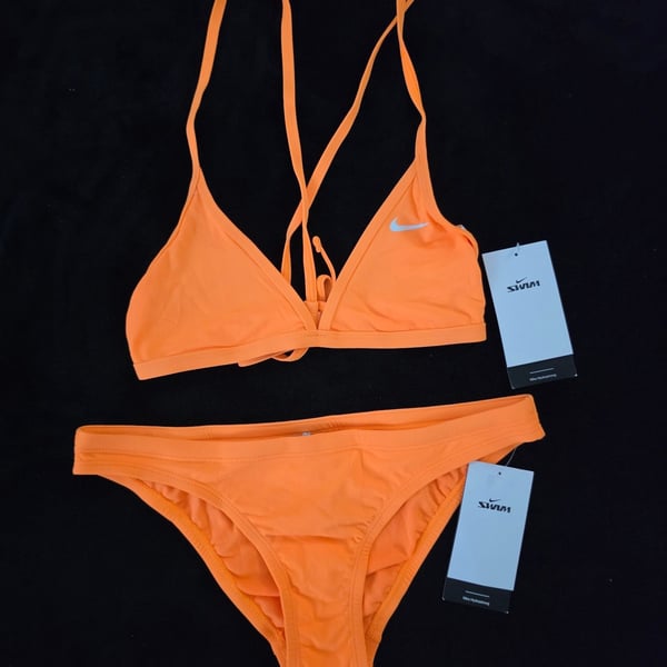 Nike Hydrastrong Orange Triangle Bikini Swimsuit Set Medium