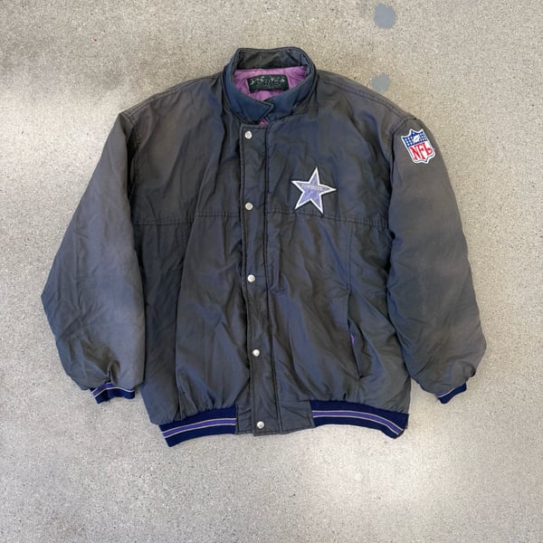 Vintage Pro Player NFL Dallas Cowboys Puffer Jacket distressed Large 