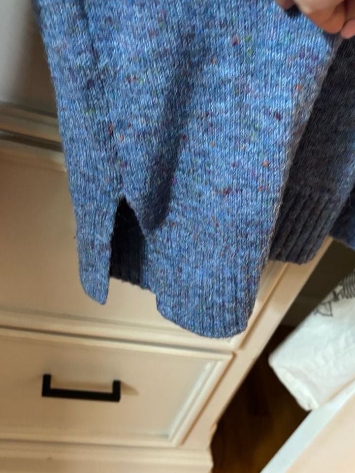 Well Worn Blue Marled Mock Neck Cozy Wool Blend Sweater XL 5