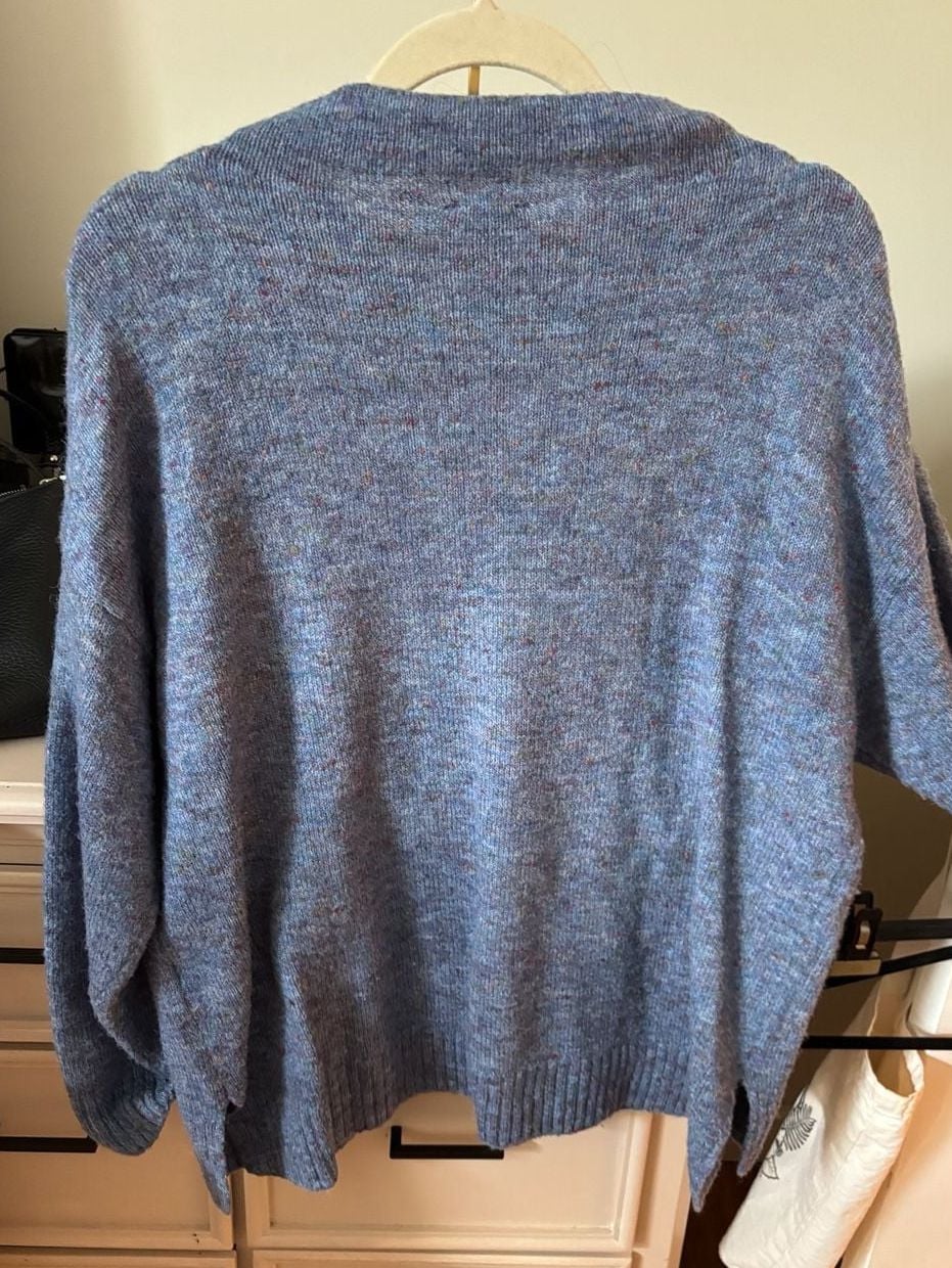 Well Worn Blue Marled Mock Neck Cozy Wool Blend Sweater XL 4