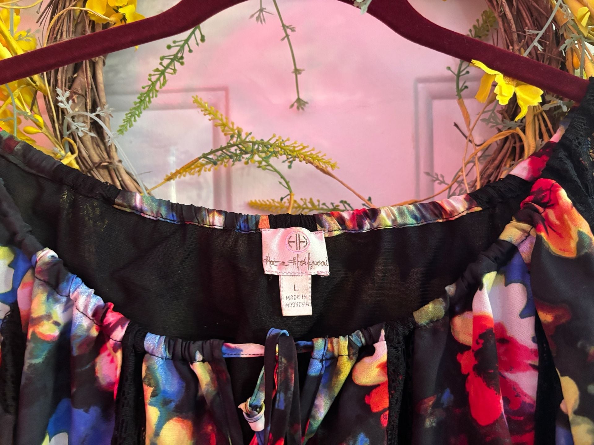 Hot in Hollywood Black Multi Floral Off-Shoulder Lace-Trim Peasant Top 3