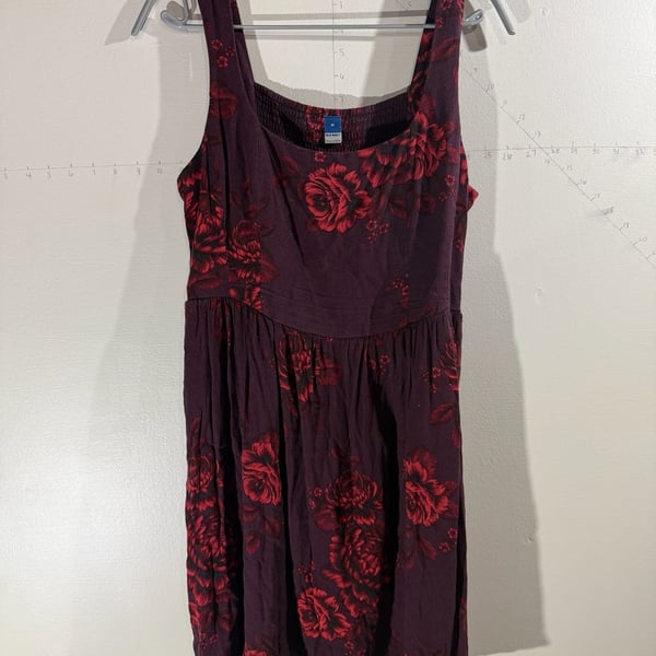 Old Navy Women's Medium Burgundy Red Floral Print Tank Dress