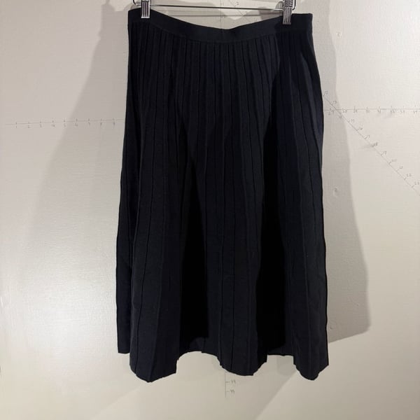 A New Day Women's Black Ribbed Pleated Knit Midi Skirt Size L