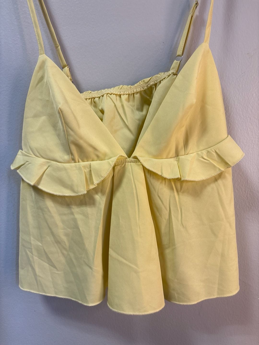 SHEIN Light Yellow Ruffle Trim Cami Top Size Small 2