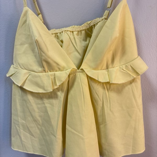SHEIN Light Yellow Ruffle Trim Cami Top Size Small