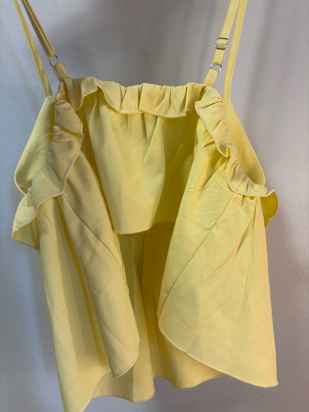 SHEIN Light Yellow Ruffle Trim Cami Top Size Small 4