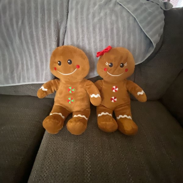 Build A Bear Gingerbread Boy and Girl Holiday Plush Stuffed Toy Set