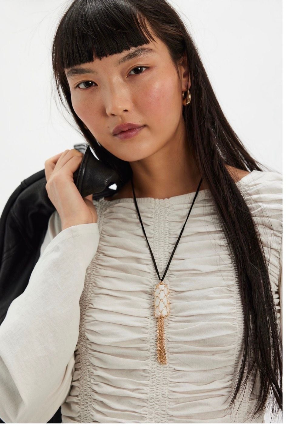 Free People Shell Gold Fishnet Necklace 2