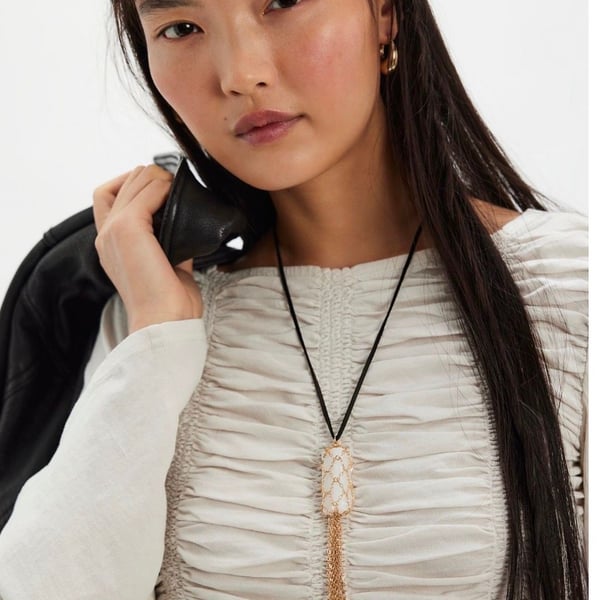 Free People Shell Gold Fishnet Necklace