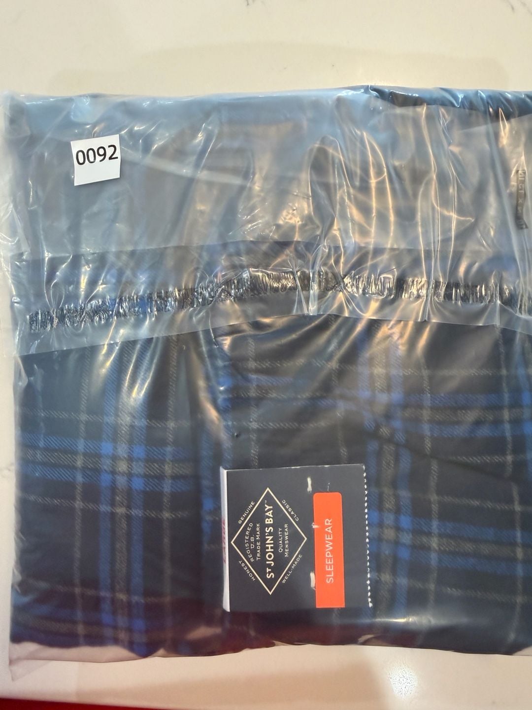 St. John's Bay Men's Blue Plaid Flannel Sleepwear Pajama Pants Size Large 8