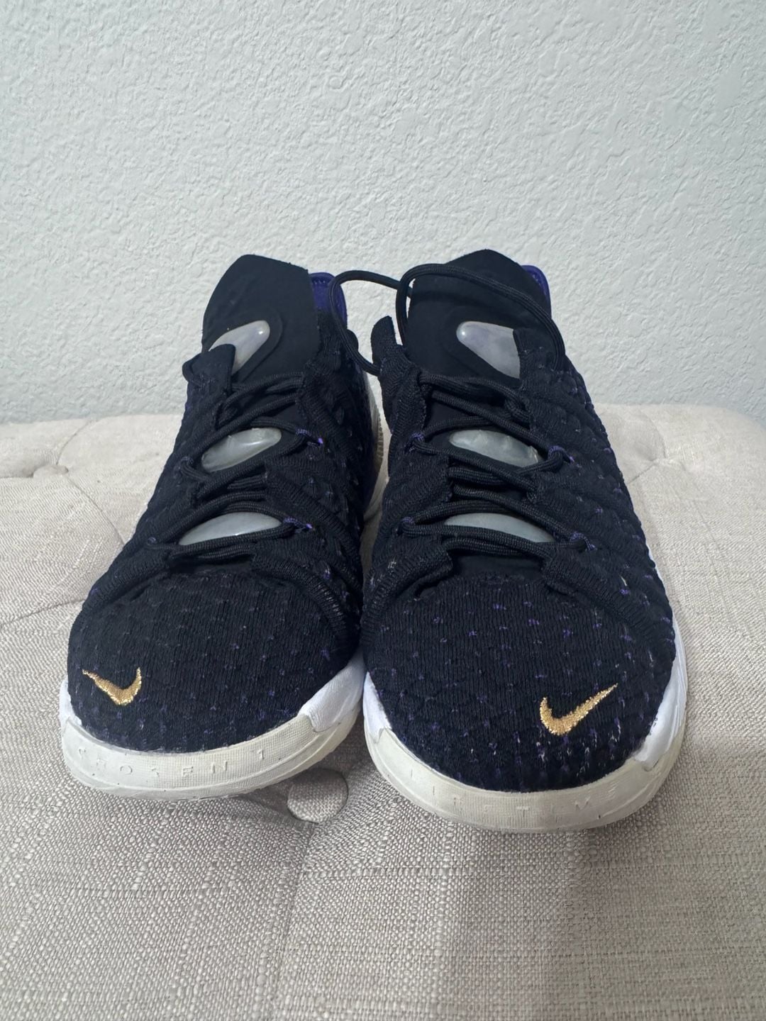 Nike LeBron 18 Lakers Basketball Shoes Black Psychic Purple Gold 5