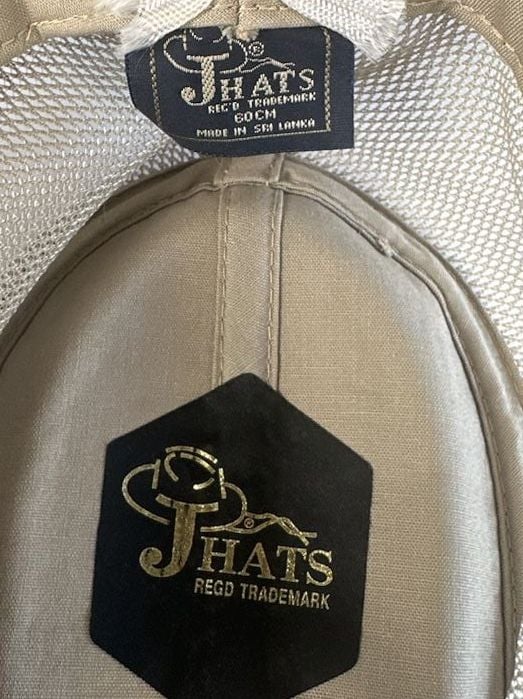 J Hats Khaki Mesh Crown Safari Sun Hat Wide Brim Hiking Golf Chin Strap 60cm 7