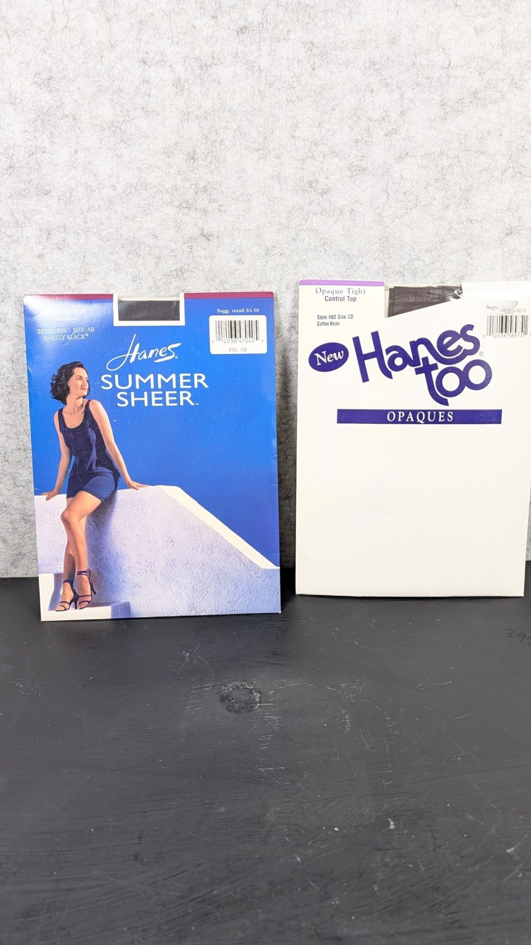 Lot of 2 Vintage Hanes Pantyhose - Summer Sheer & Hanes Too Opaques 1