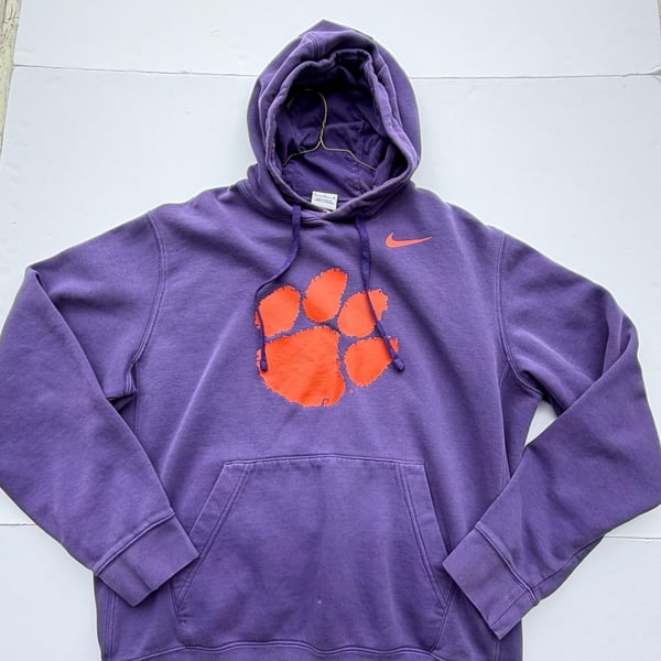Nike Clemson Tigers Purple Orange Paw Logo Pullover Hoodie Mens Medium