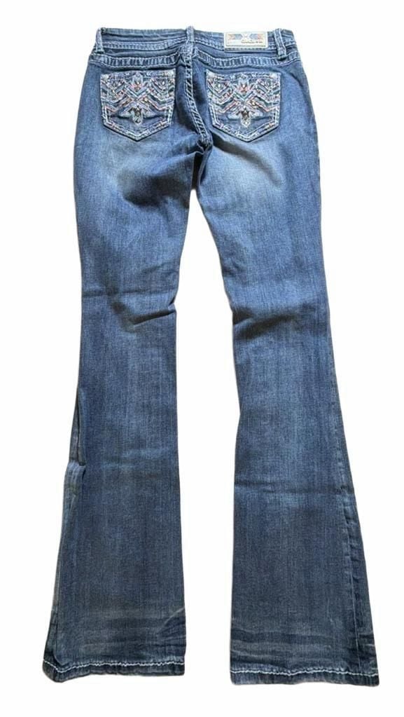 Grace in LA Boot Cut Jeans Women's Size 28 Embellished Aztec Pockets 4
