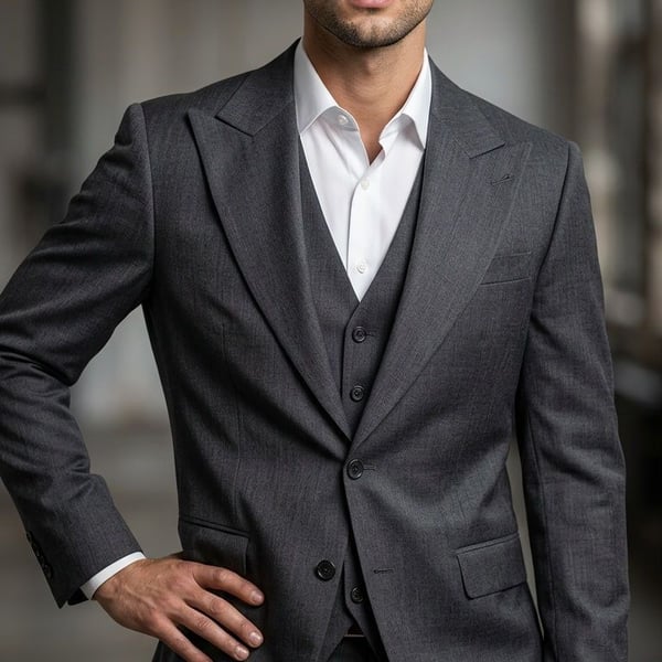 Mapledoram Reproductions Men's Charcoal Grey Peak Lapel 2-Pc Jacket