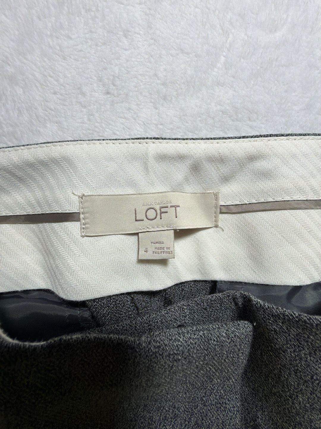 LOFT Marisa Fit Grey Herringbone Dress Pants Size 4 3