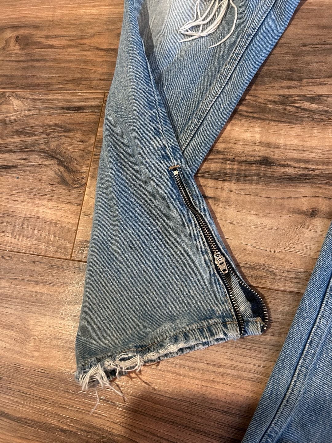 Zara Distressed Button Fly Jeans with Ankle Zippers Size 31 4
