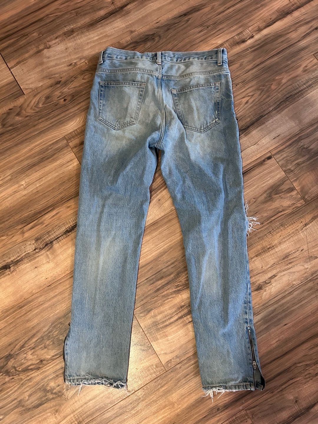 Zara Distressed Button Fly Jeans with Ankle Zippers Size 31 7