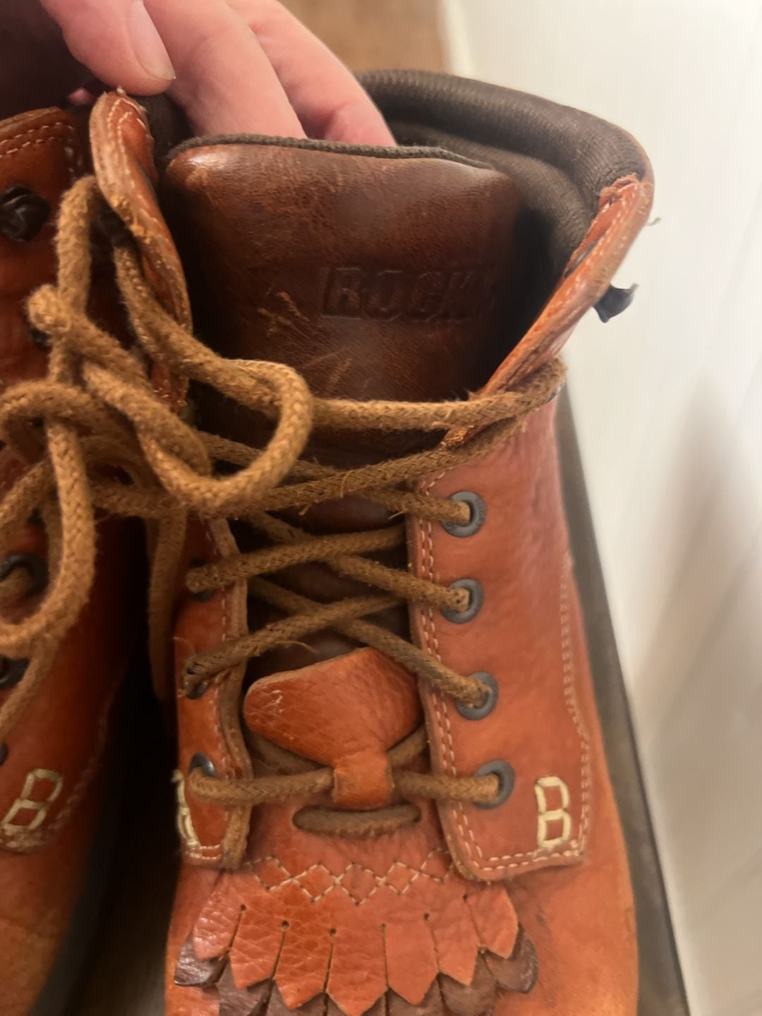 Rocky Brown Leather Lace Up Work Boots With Kiltie Size 7.5 MW 11