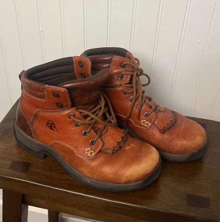 Rocky Brown Leather Lace Up Work Boots With Kiltie Size 7.5 MW 2