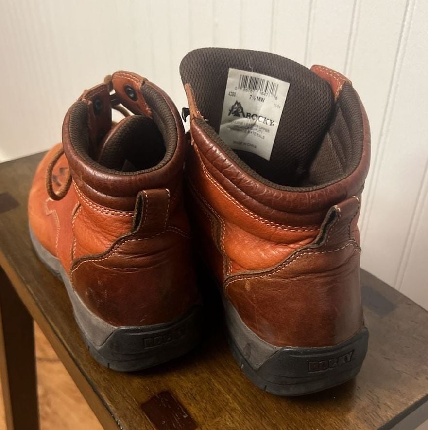Rocky Brown Leather Lace Up Work Boots With Kiltie Size 7.5 MW 7