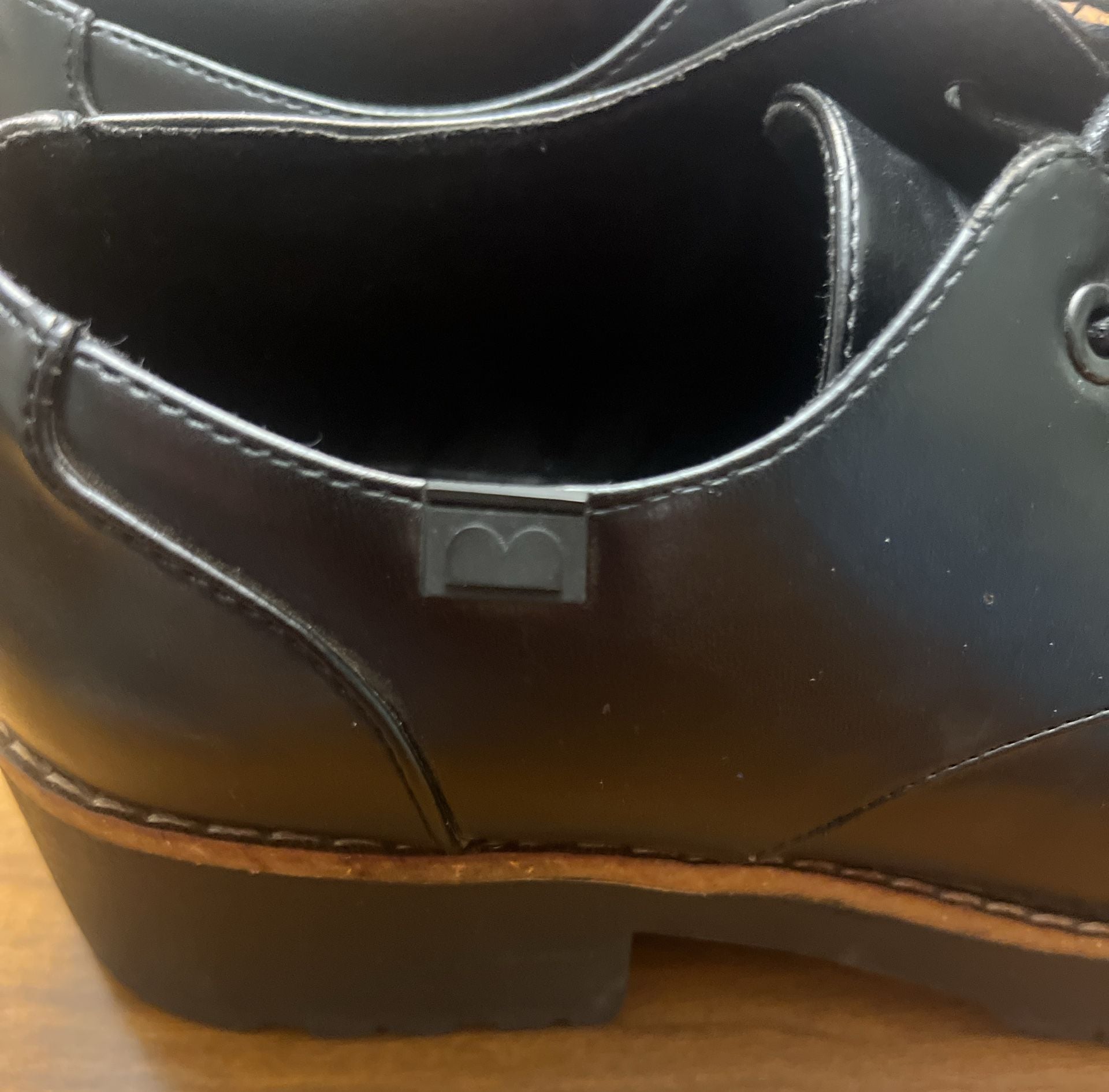 Emmshu Black Faux Leather Lace-Up Chunky Heel Oxford Shoes 9