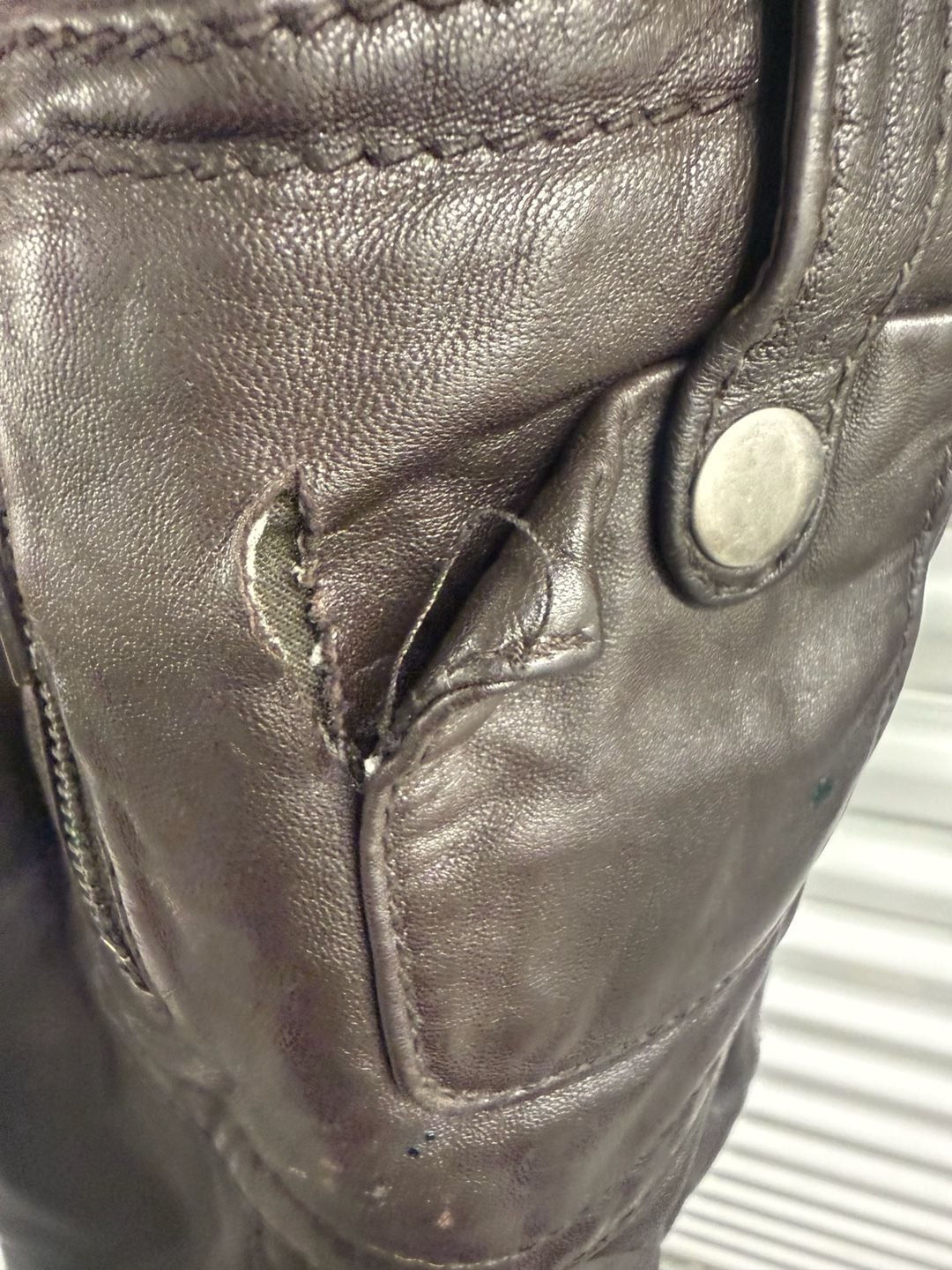 Miss Top Gun Vintage Brown Leather Trench Coat Pinup Lined Size XL 9