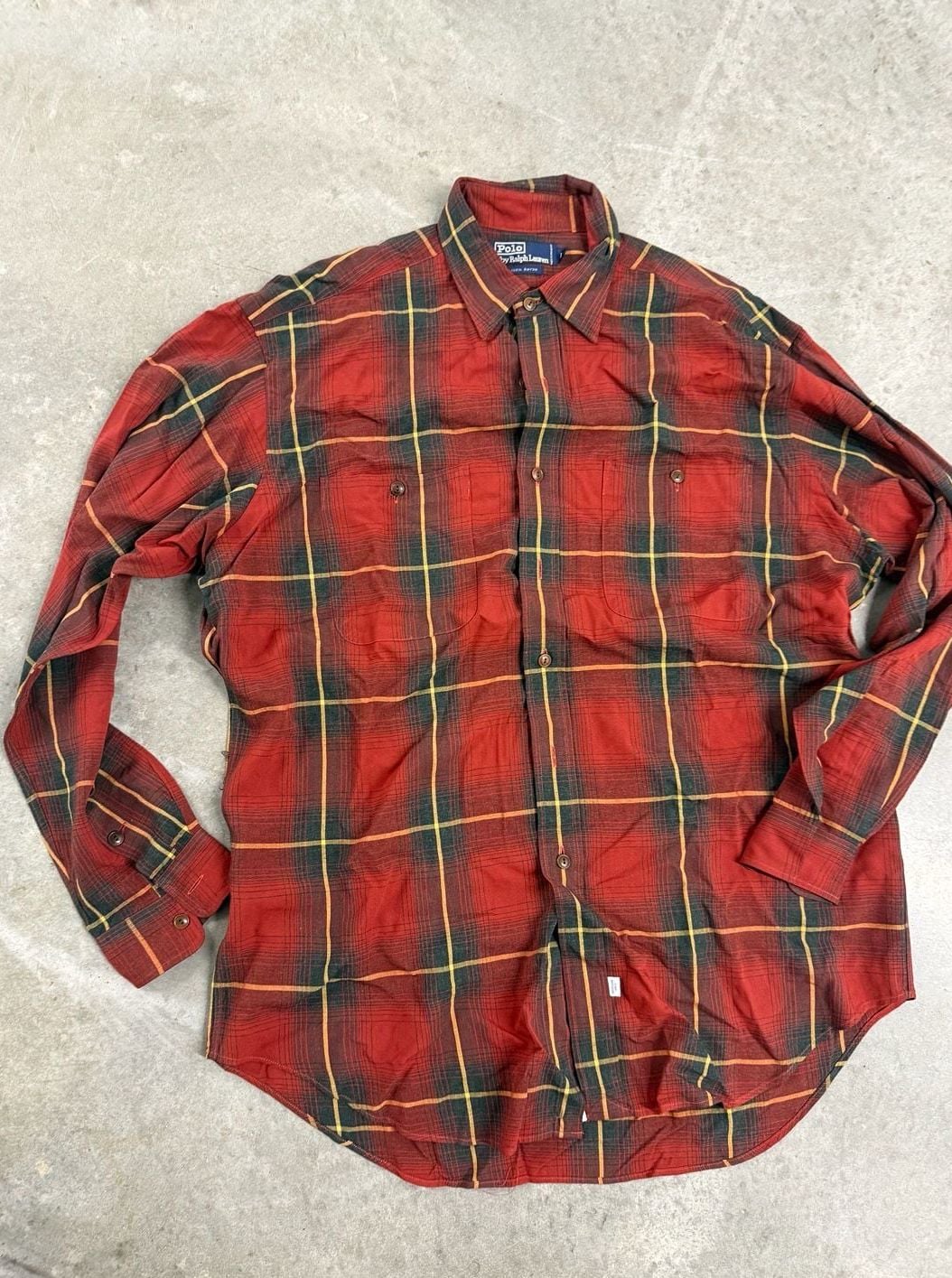 Polo by Ralph Lauren 100% Rayon Red Plaid Long Sleeve Button Up Shirt 2