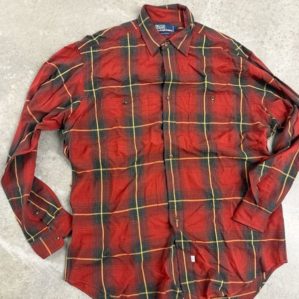Polo by Ralph Lauren 100% Rayon Red Plaid Long Sleeve Button Up Shirt