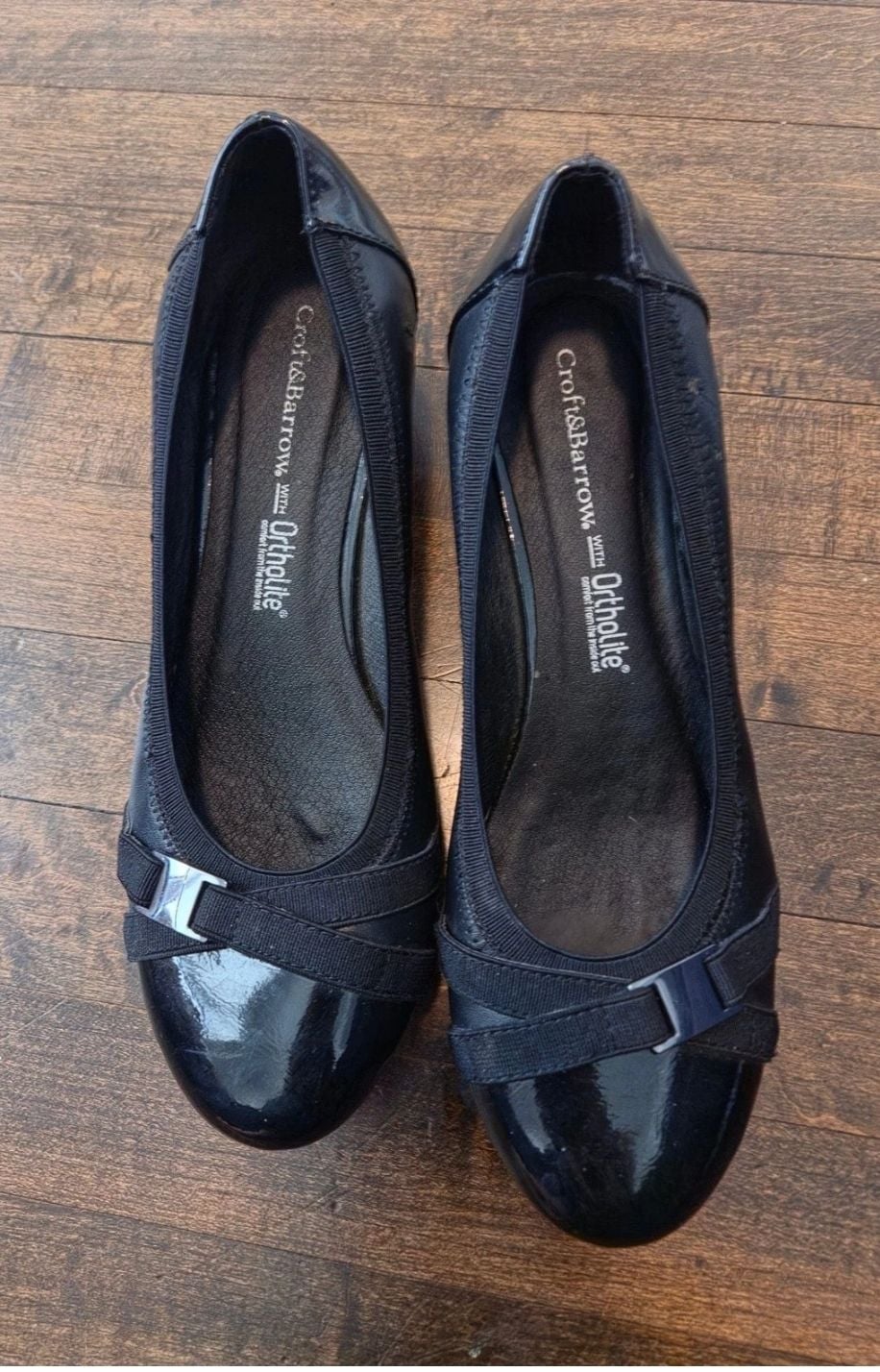 Croft & Barrow Black Patent Wedge Heel Shoes With Ortholite 2